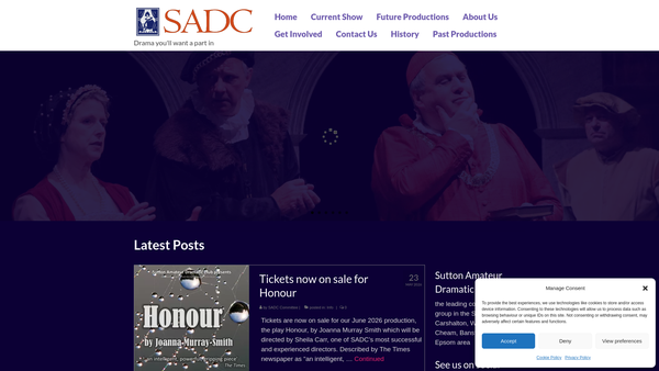 Screenshot of the Sutton Amateur Dramatic Club website