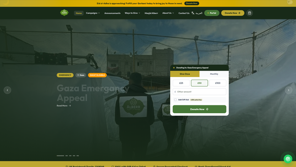 Screenshot of the Alberr website