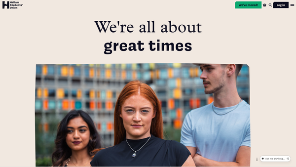 Screenshot of the Sheffield Hallam Students' Union website
