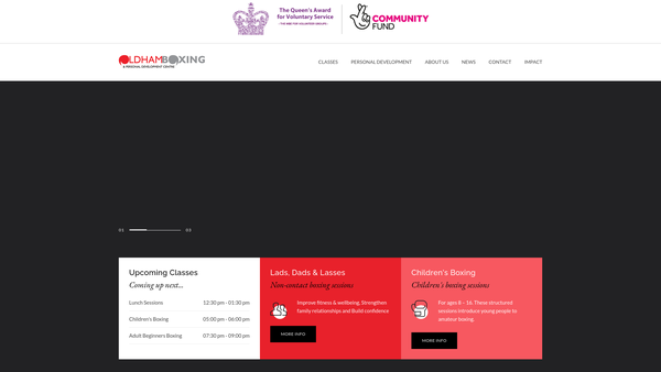 Screenshot of the Oldham Boxing And Personal Development Centre website