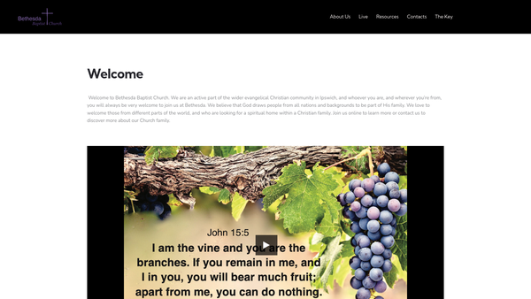 Screenshot of the Bethesda Baptist Church, Ipswich website