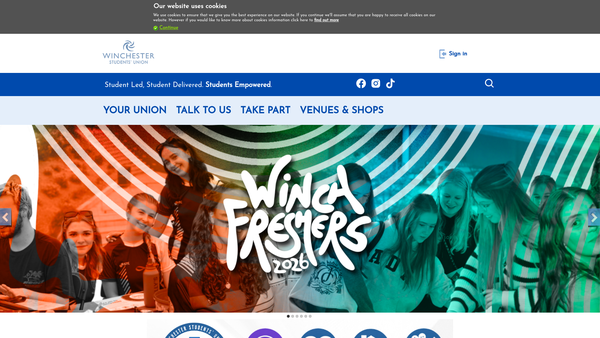 Screenshot of the Winchester Students' Union website
