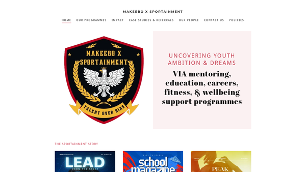 Screenshot of the Sportainment website