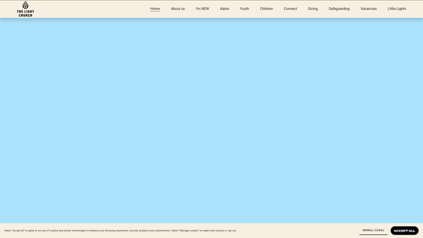 Screenshot of the The Light Church Network website