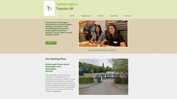 Screenshot of the The Tytherington Treacles Women's Institute website