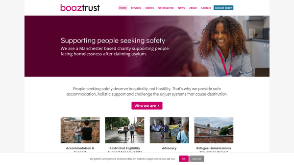 Screenshot of the Boaz Trust website