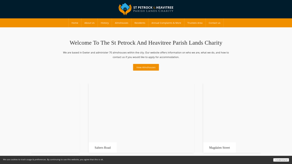 Screenshot of the St Petrock And Heavitree Parish Lands Charity website