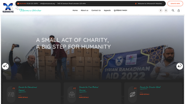 Screenshot of the Umission UK website