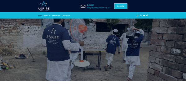 Screenshot of the Aspire Outreach website