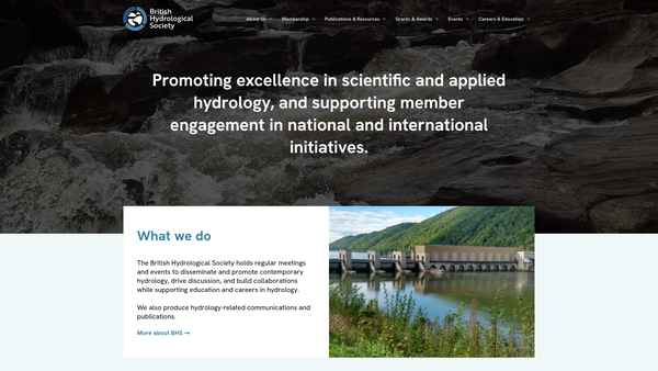 Screenshot of the British Hydrological Society website