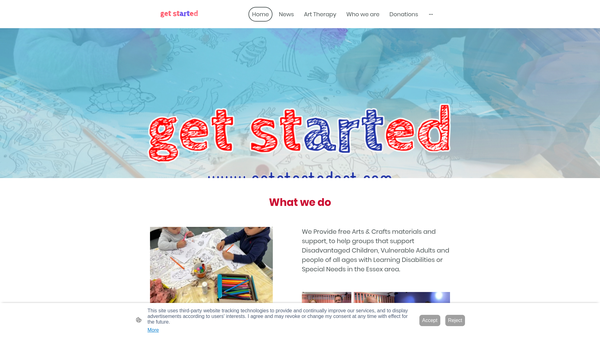 Screenshot of the Get Started Art website