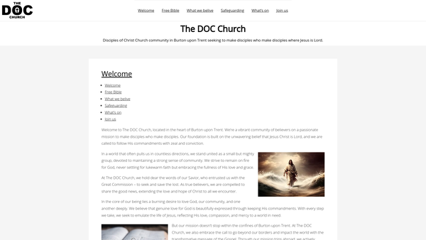 Screenshot of the The Doc Church website