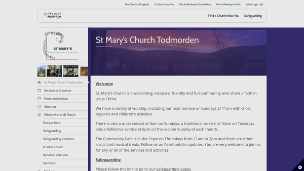 Screenshot of the Parochial Church Council Of St Mary's Todmorden website