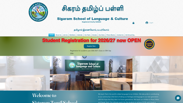 Screenshot of the Sigaram School Of Language And Culture website