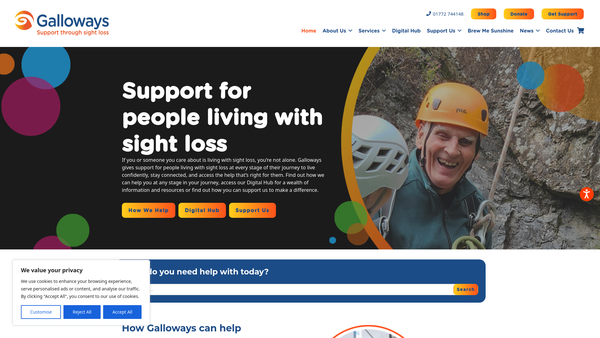 Screenshot of the Galloways website