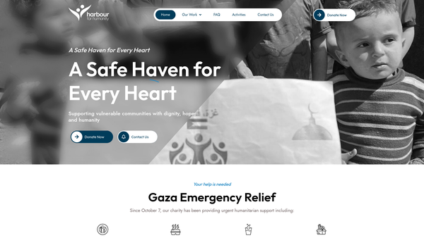 Screenshot of the Harbour For Humanity website