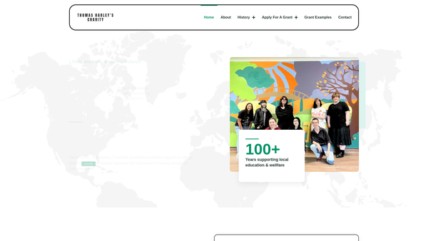 Screenshot of the Thomas Harley's Charity website