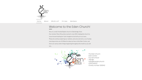 Screenshot of the The Eden Church website