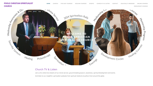 Screenshot of the Poole Christian Spiritualist Church website