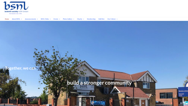 Screenshot of the The Brahmin Society North London website