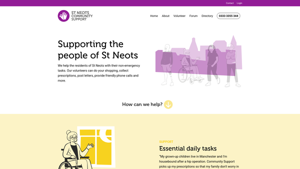Screenshot of the St Neots Community Support website