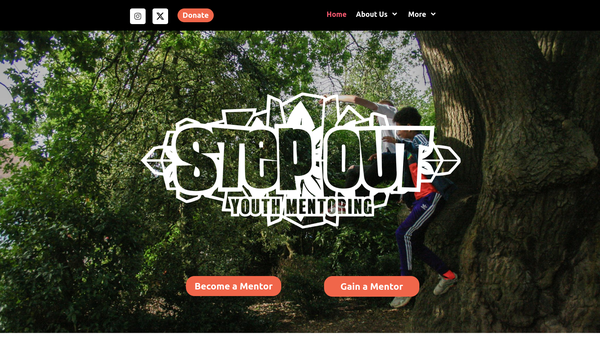 Screenshot of the Step Out Mentoring website