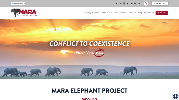 Screenshot of the Mara Elephant Project UK website