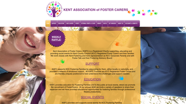 Screenshot of the Kent Association Of Foster Carers website