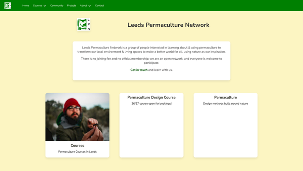 Screenshot of the Leeds Permaculture Network website