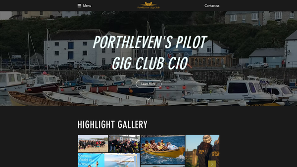 Screenshot of the Porthleven Pilot Gig Club website