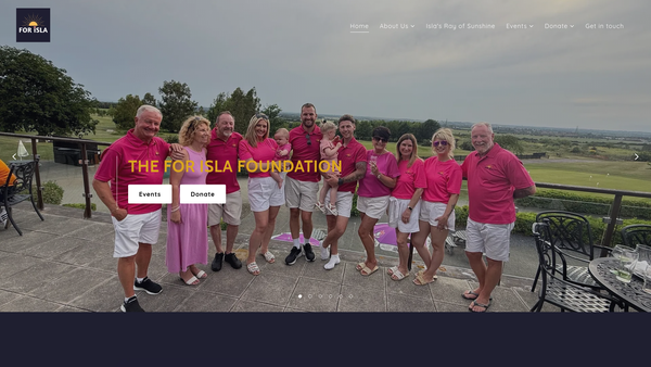 Screenshot of the The For Isla Foundation website