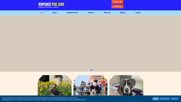 Screenshot of the Royal Society For The Prevention Of Cruelty To Animals Solent Branch CIO website