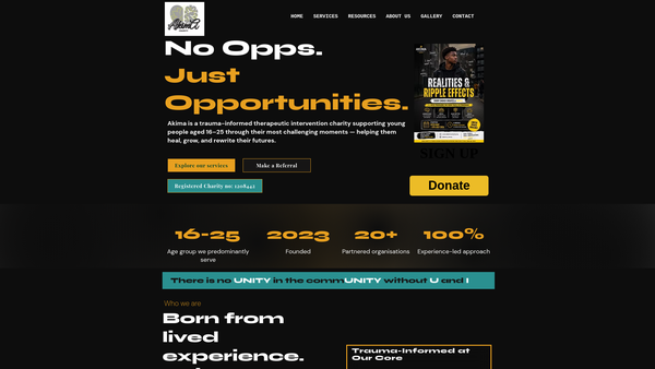 Screenshot of the Akima website