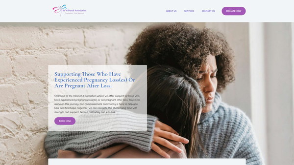 Screenshot of the The Vilomah Foundation website