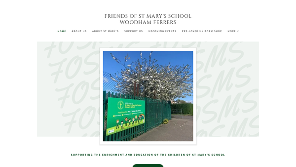 Screenshot of the Friends Of St Mary's School (Fosms) website