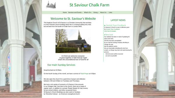 Screenshot of the The Parochial Church Council Of The Ecclesiastical Parish Of St Saviour, Chalk Farm website