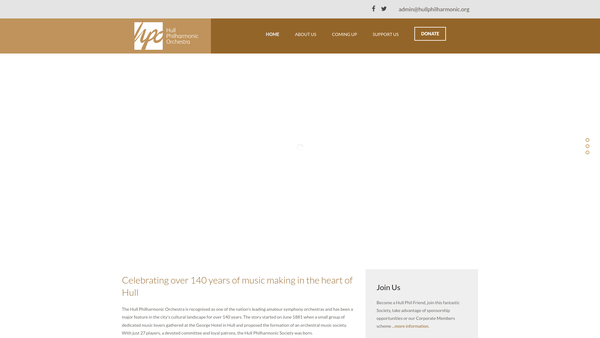 Screenshot of the Hull Philharmonic Society website