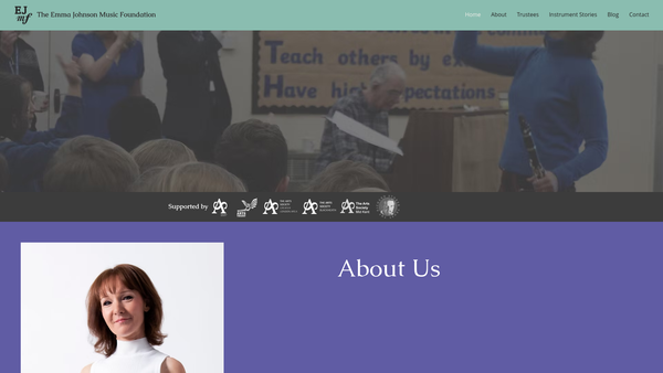 Screenshot of the Emma Johnson Music Foundation website