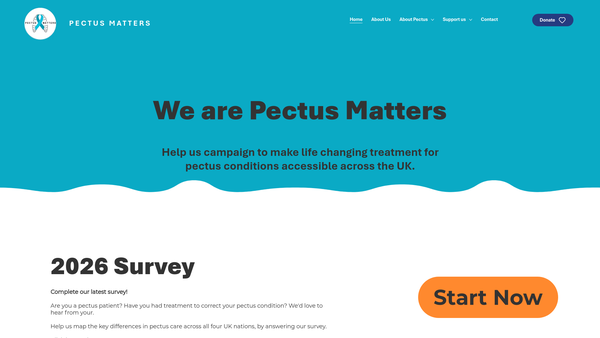 Screenshot of the Pectus Matters website
