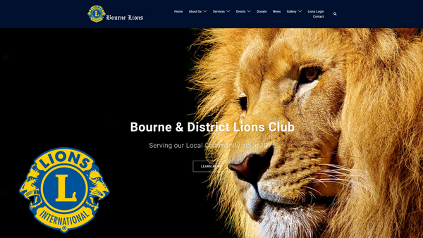 Screenshot of the Bourne Lions Club (CIO) website