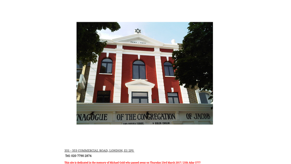 Screenshot of the Congregation Of Jacob Synagogue website