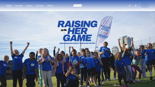 Screenshot of the Raising Her Game website
