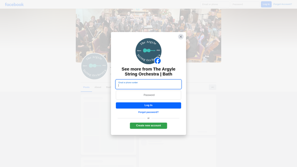 Screenshot of the Argyle String Orchestra website