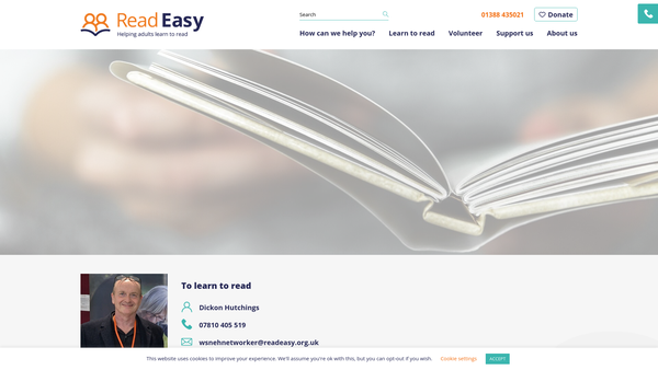 Screenshot of the Read Easy West Surrey & North East Hampshire website