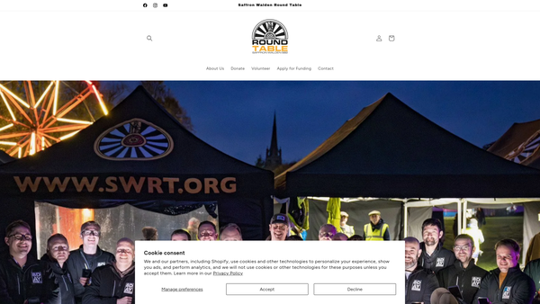 Screenshot of the Saffron Walden Round Table Charitable Activities website