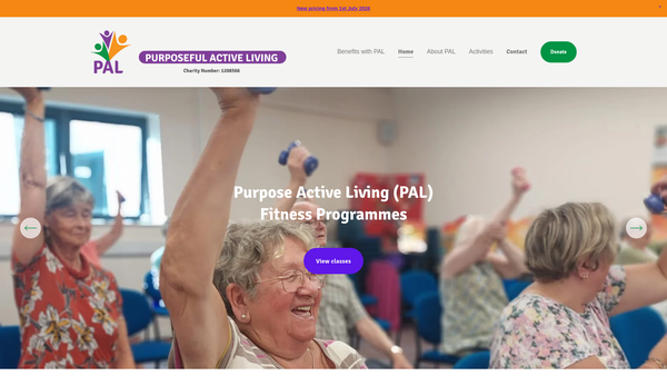 Screenshot of the Purposeful Active Living website