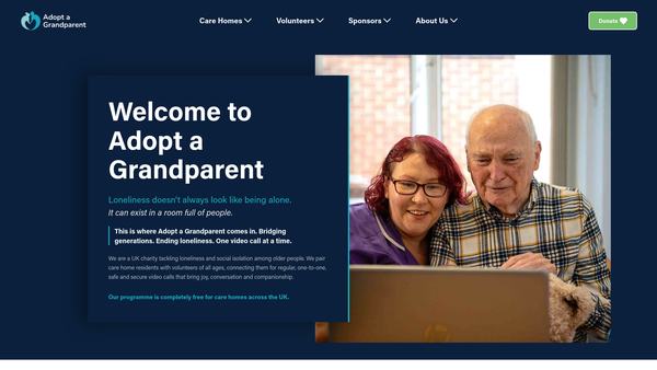 Screenshot of the Adopt A Grandparent Limited website