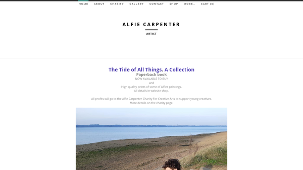 Screenshot of the Alfie Carpenter Charity For Creative Arts website