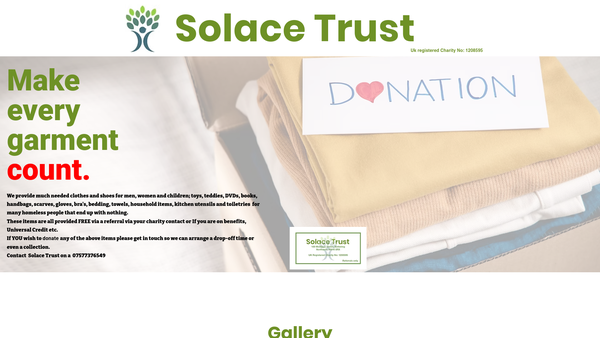 Screenshot of the Solace Trust website