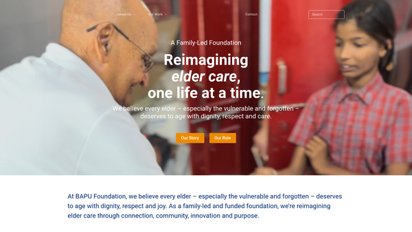 Screenshot of the Bapu Foundation website